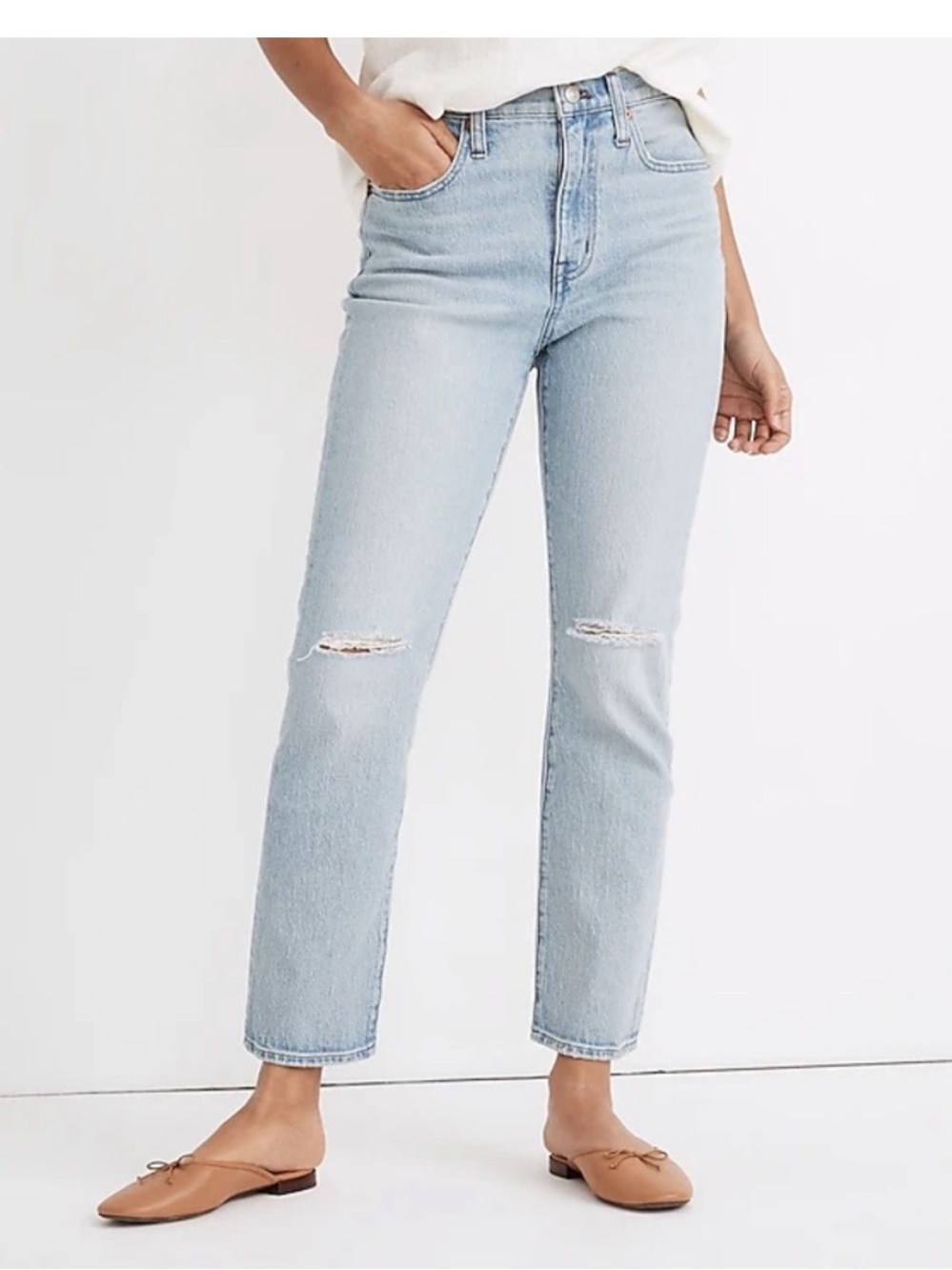 Madewell High-Rise Slim Crop Boyjean - Light Blue